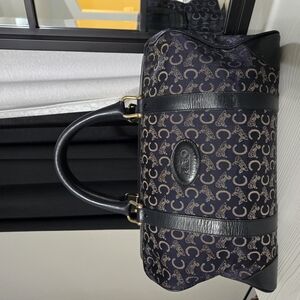 Celine Blue and Gold Boston Travel Bag